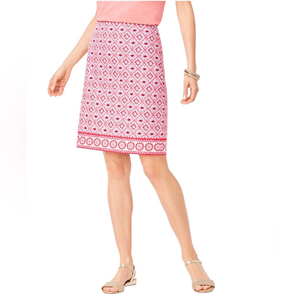 Talbots Canvas Cotton Geometric Print A-Line Skirt (E-1)
